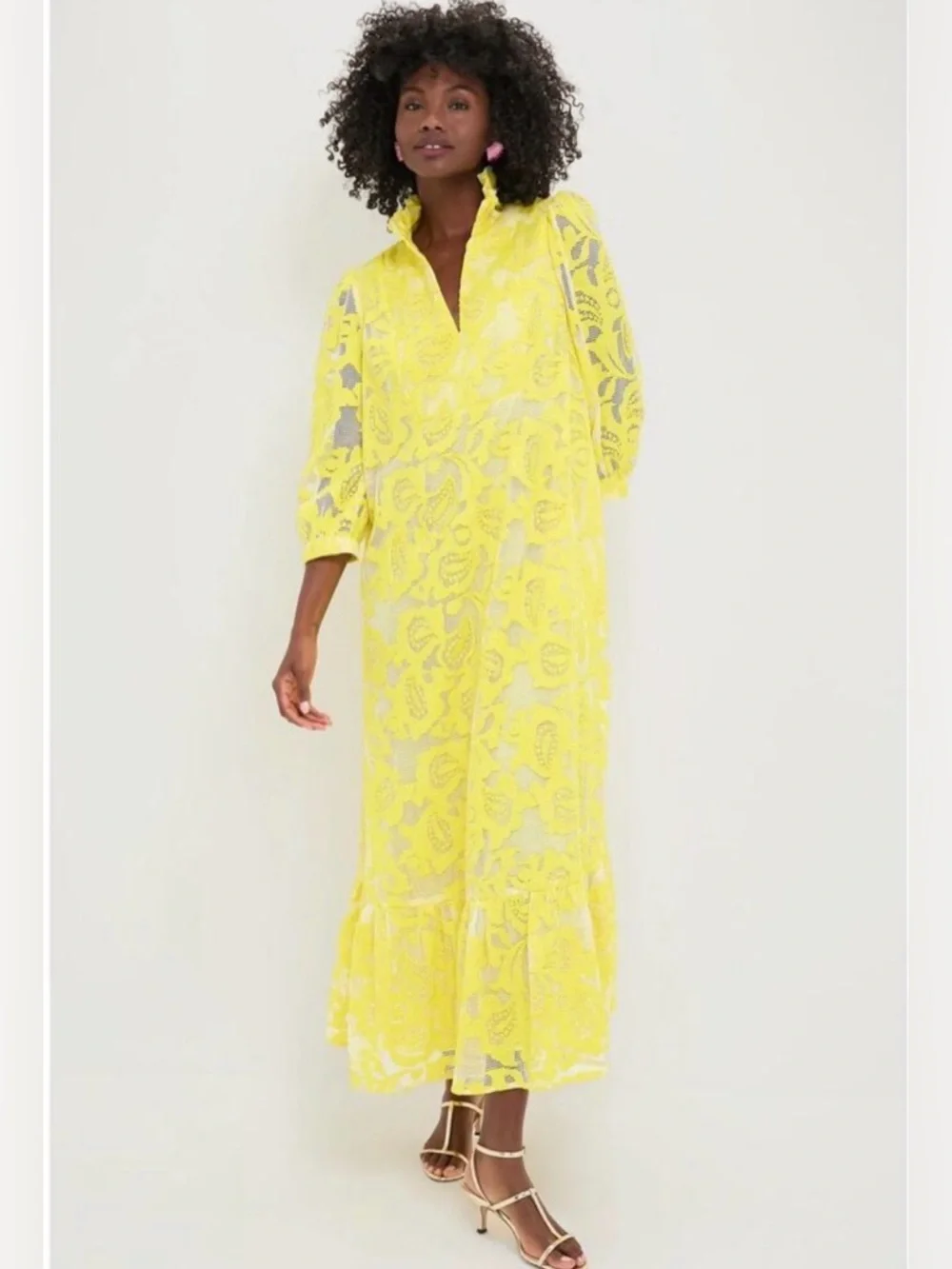 Beautiful!!  NWT Tuckernuck Yellow Lace Palmerston Maxi Dress Medium - Picture 2 of 4